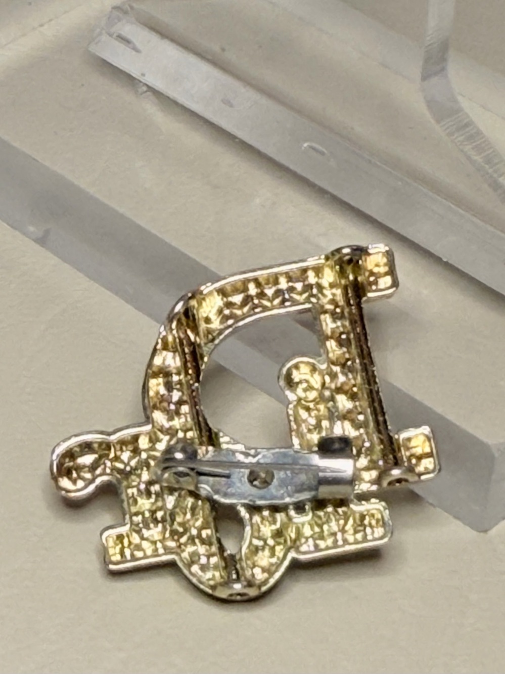 CD Gold Rhinestone Small Brooch - Picture 2 of 2